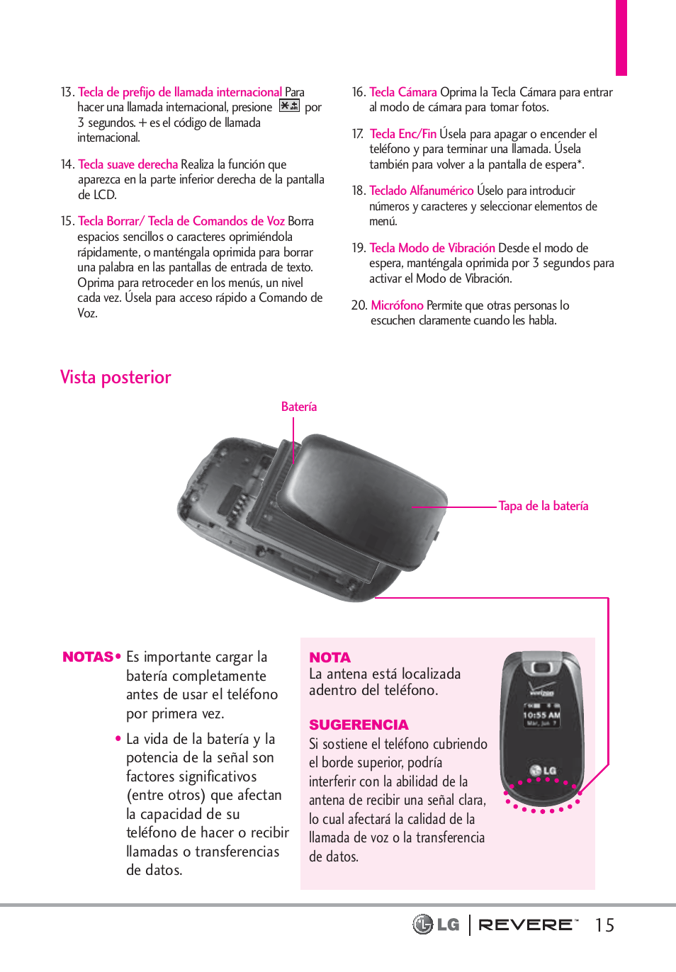 Vista posterior | LG LGVN150 User Manual | Page 148 / 275