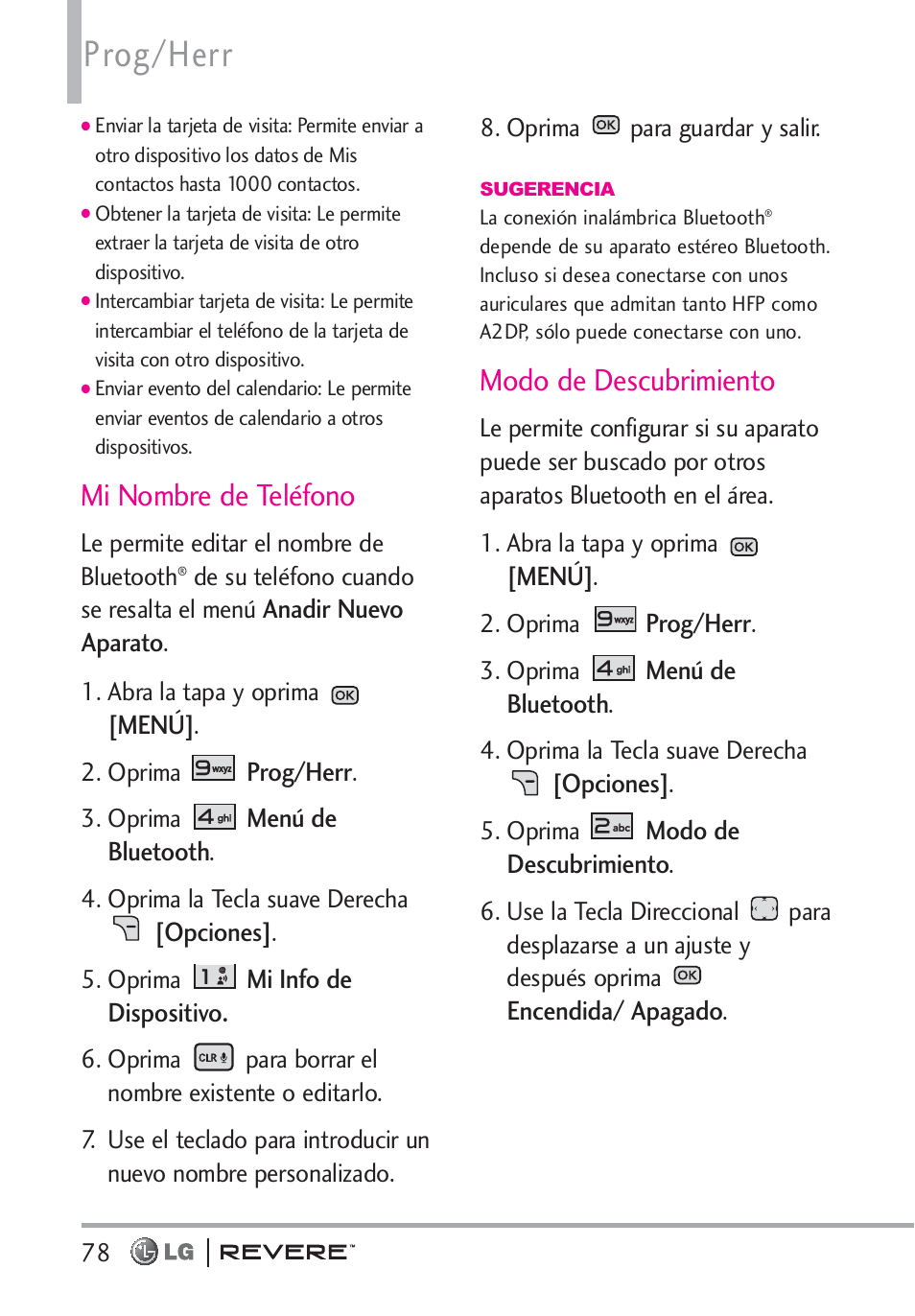 Prog/herr, Mi nombre de teléfono, Modo de descubrimiento | LG LGVN150 User Manual | Page 211 / 275