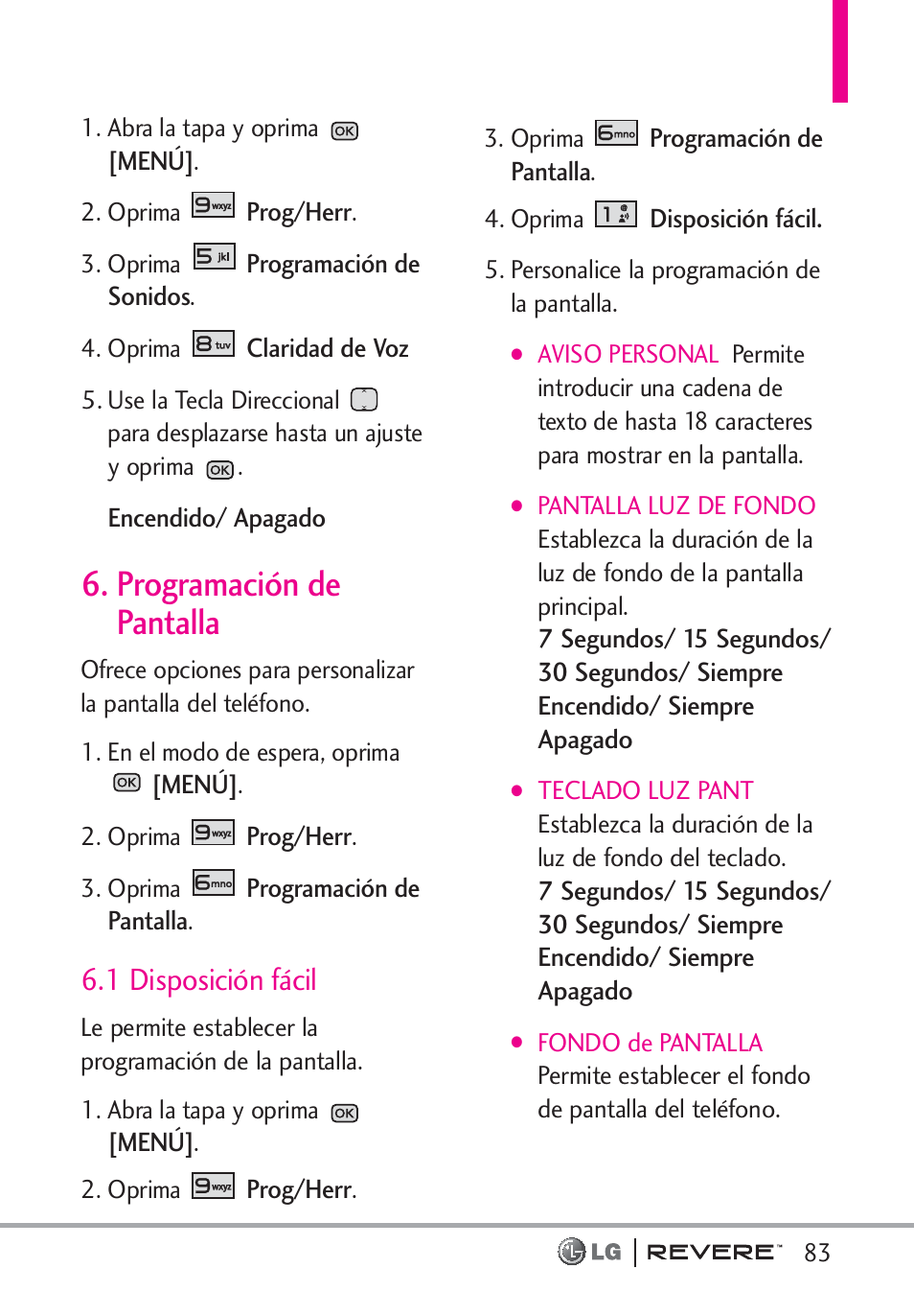 Programación de pantalla, 1 disposición fácil | LG LGVN150 User Manual | Page 216 / 275