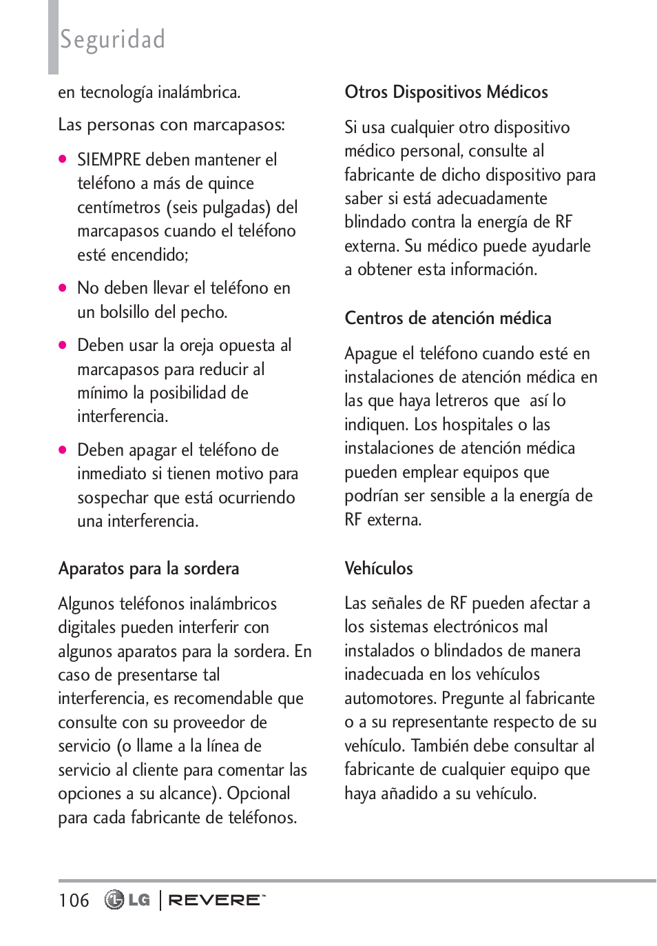 Seguridad | LG LGVN150 User Manual | Page 239 / 275