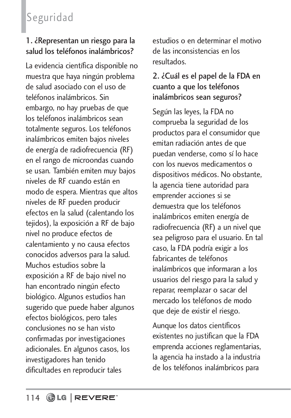 Seguridad | LG LGVN150 User Manual | Page 247 / 275