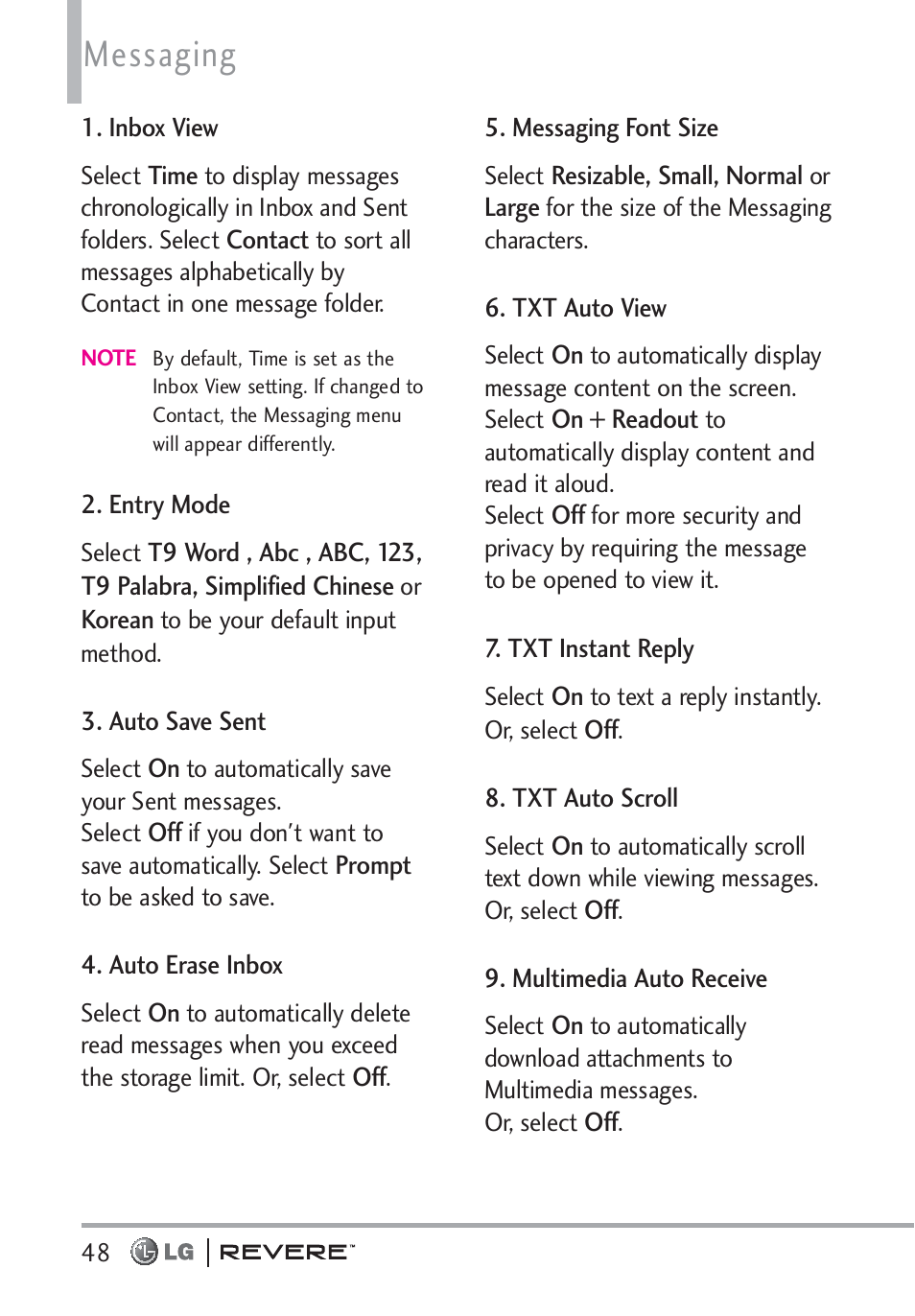 Messaging | LG LGVN150 User Manual | Page 50 / 275