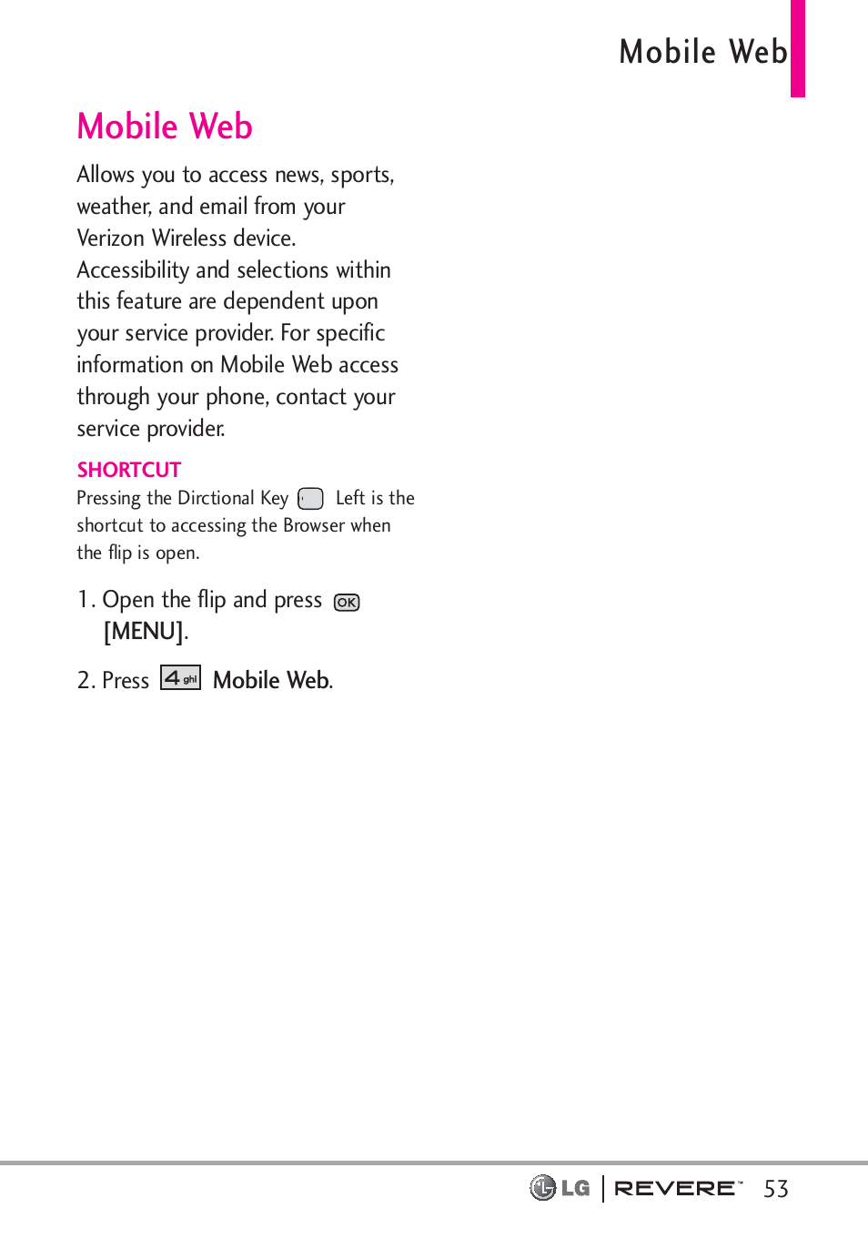 Mobile web | LG LGVN150 User Manual | Page 55 / 275