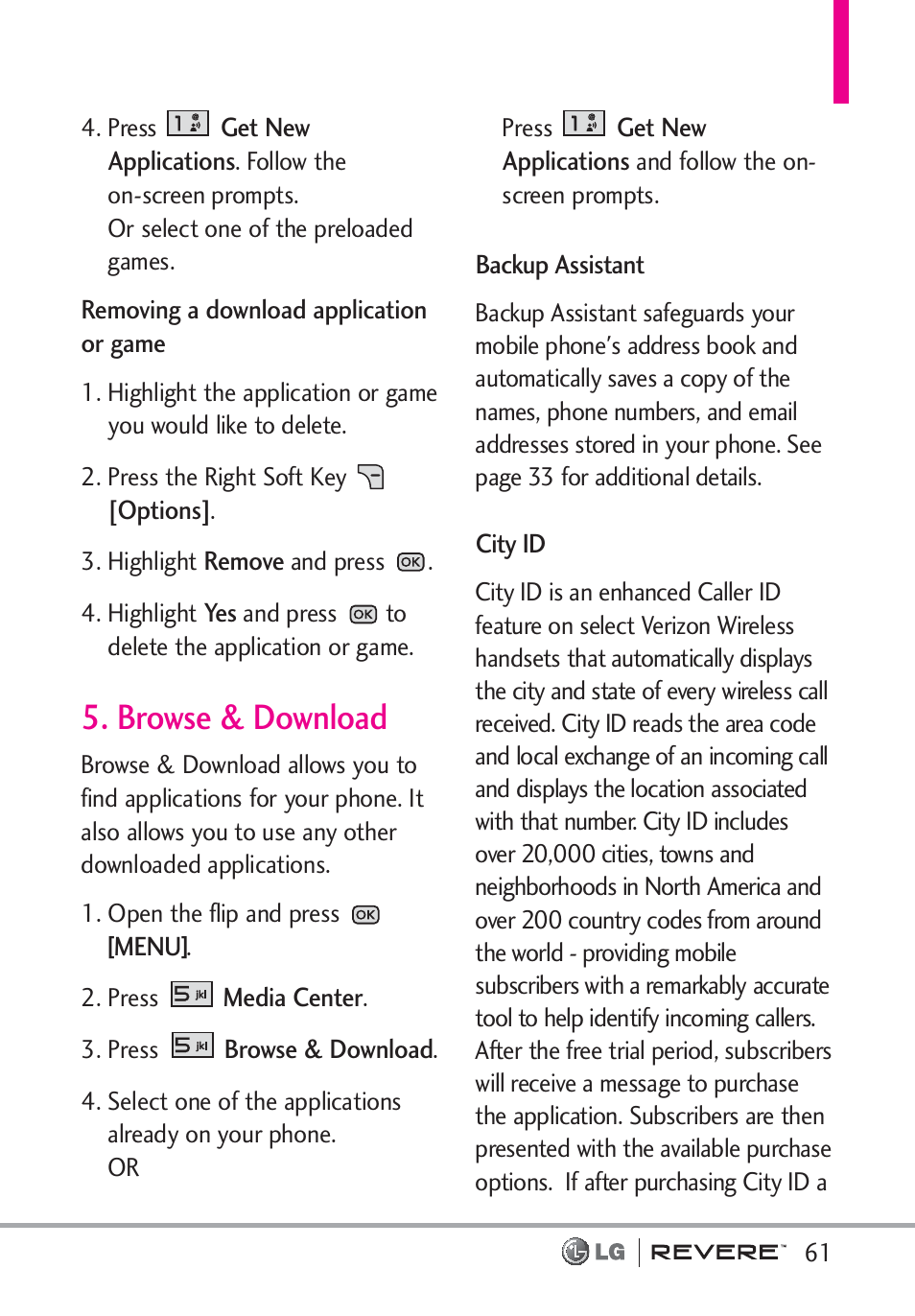 Browse & download | LG LGVN150 User Manual | Page 63 / 275