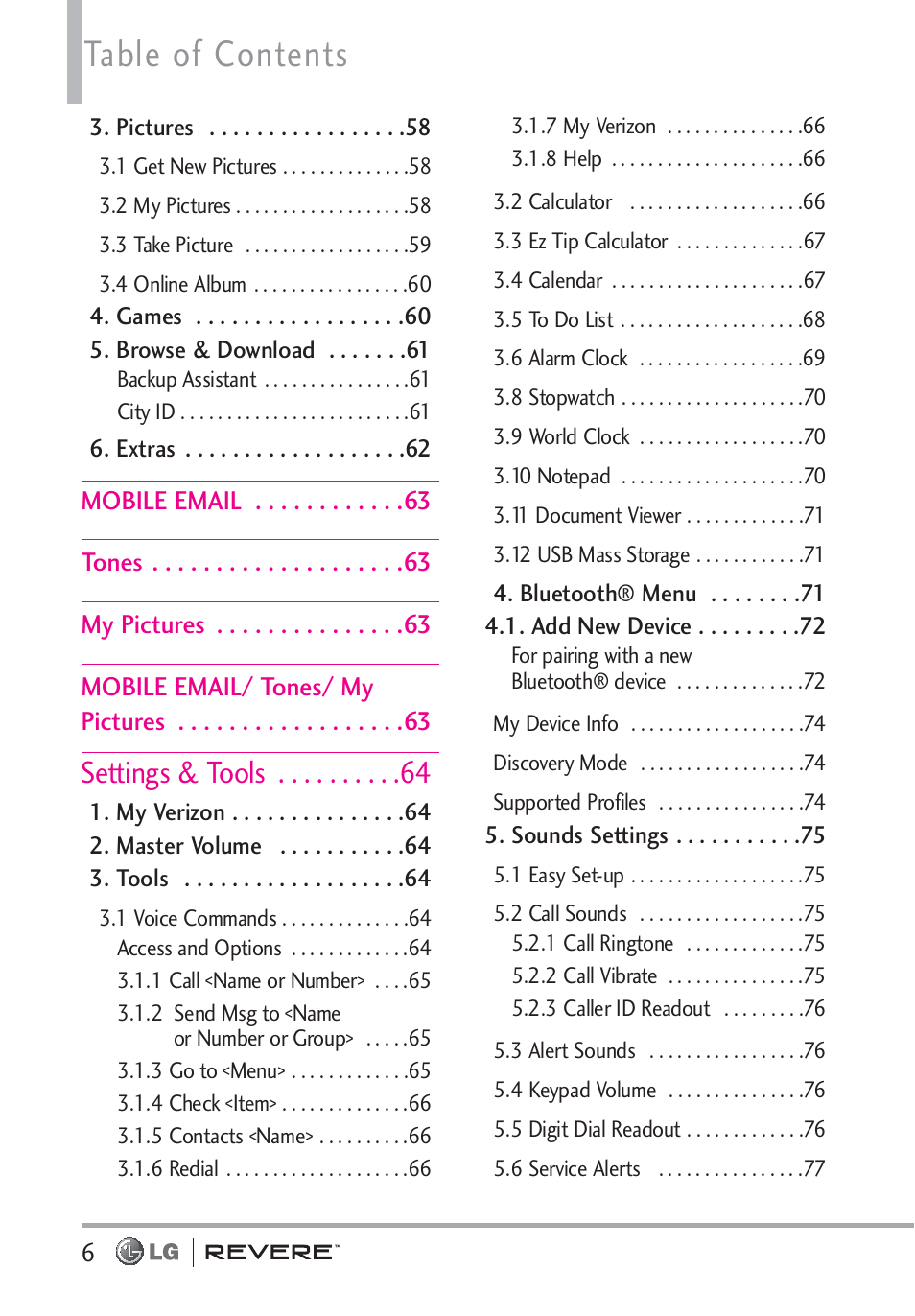 LG LGVN150 User Manual | Page 8 / 275