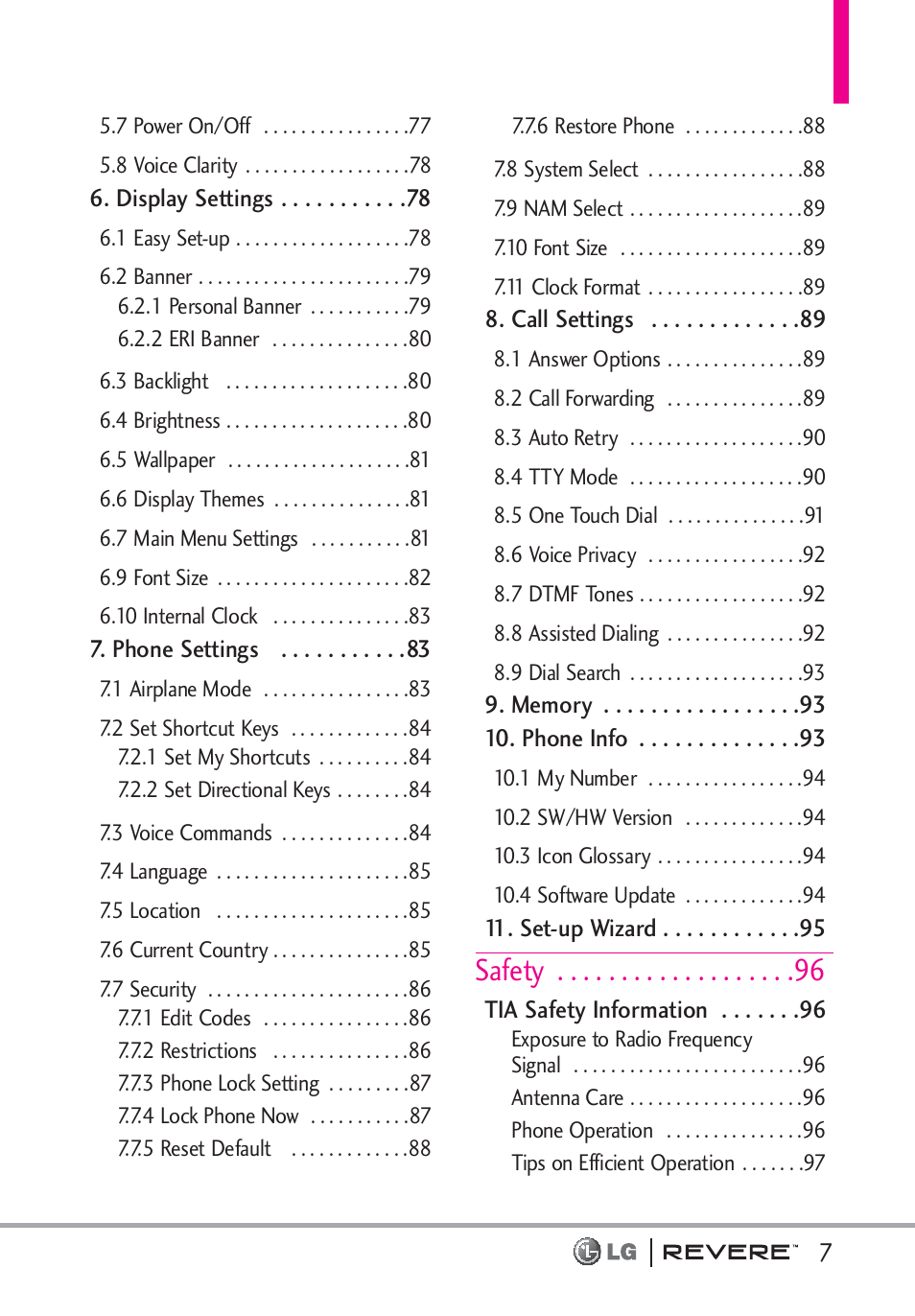 Safety | LG LGVN150 User Manual | Page 9 / 275