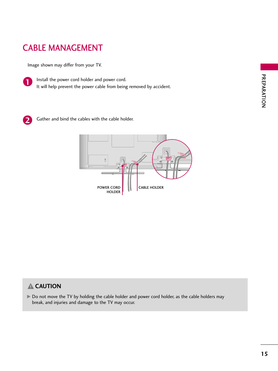 Cable management | LG 50PV450 User Manual | Page 15 / 124