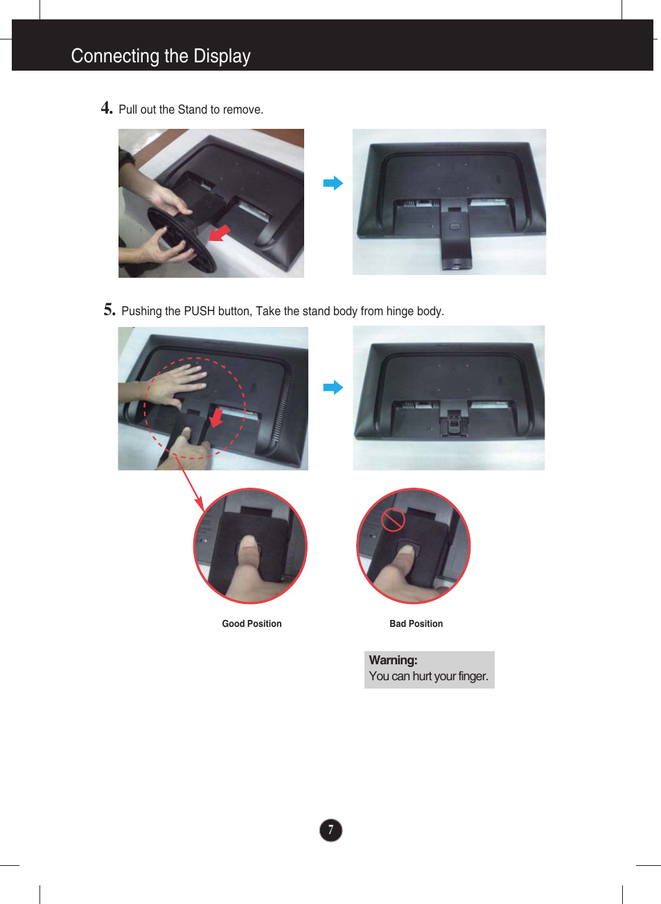Connecting the display | LG W2246S-BF User Manual | Page 8 / 38