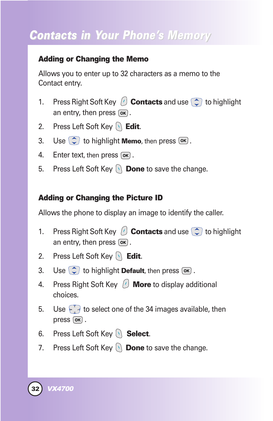 Contacts in y | LG VX4700 User Manual | Page 33 / 138