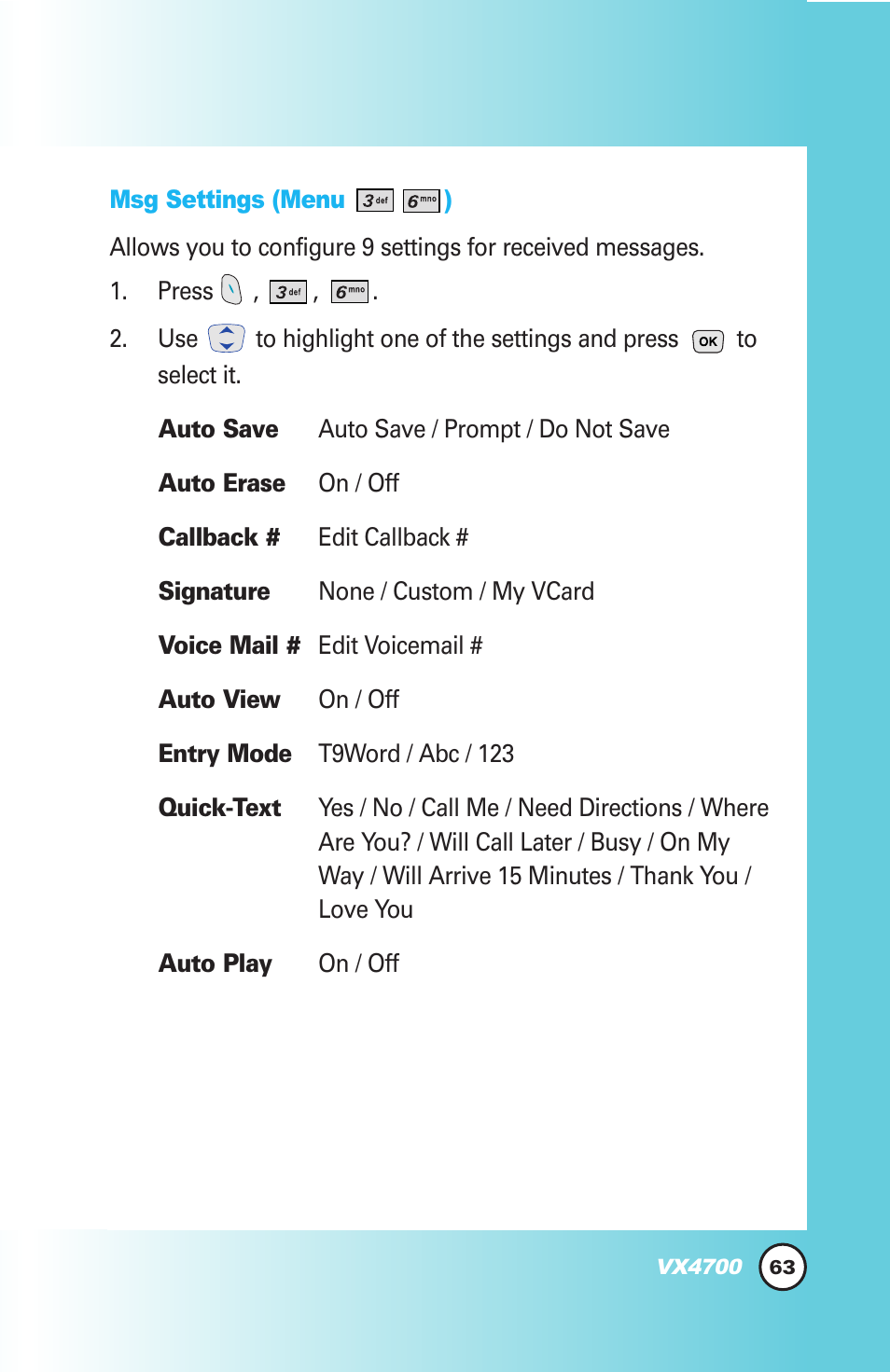 LG VX4700 User Manual | Page 64 / 138