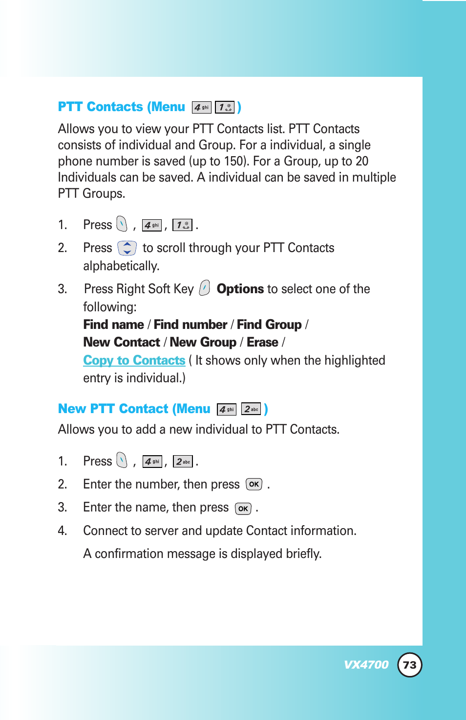 LG VX4700 User Manual | Page 74 / 138