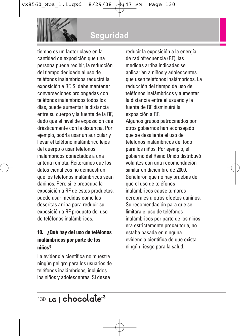 Seguridad | LG LGVX8560LK User Manual | Page 267 / 288