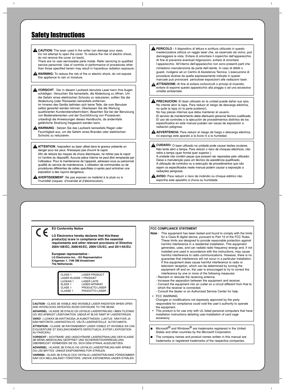 Safety instructions | LG WP40NB30 User Manual | Page 4 / 4