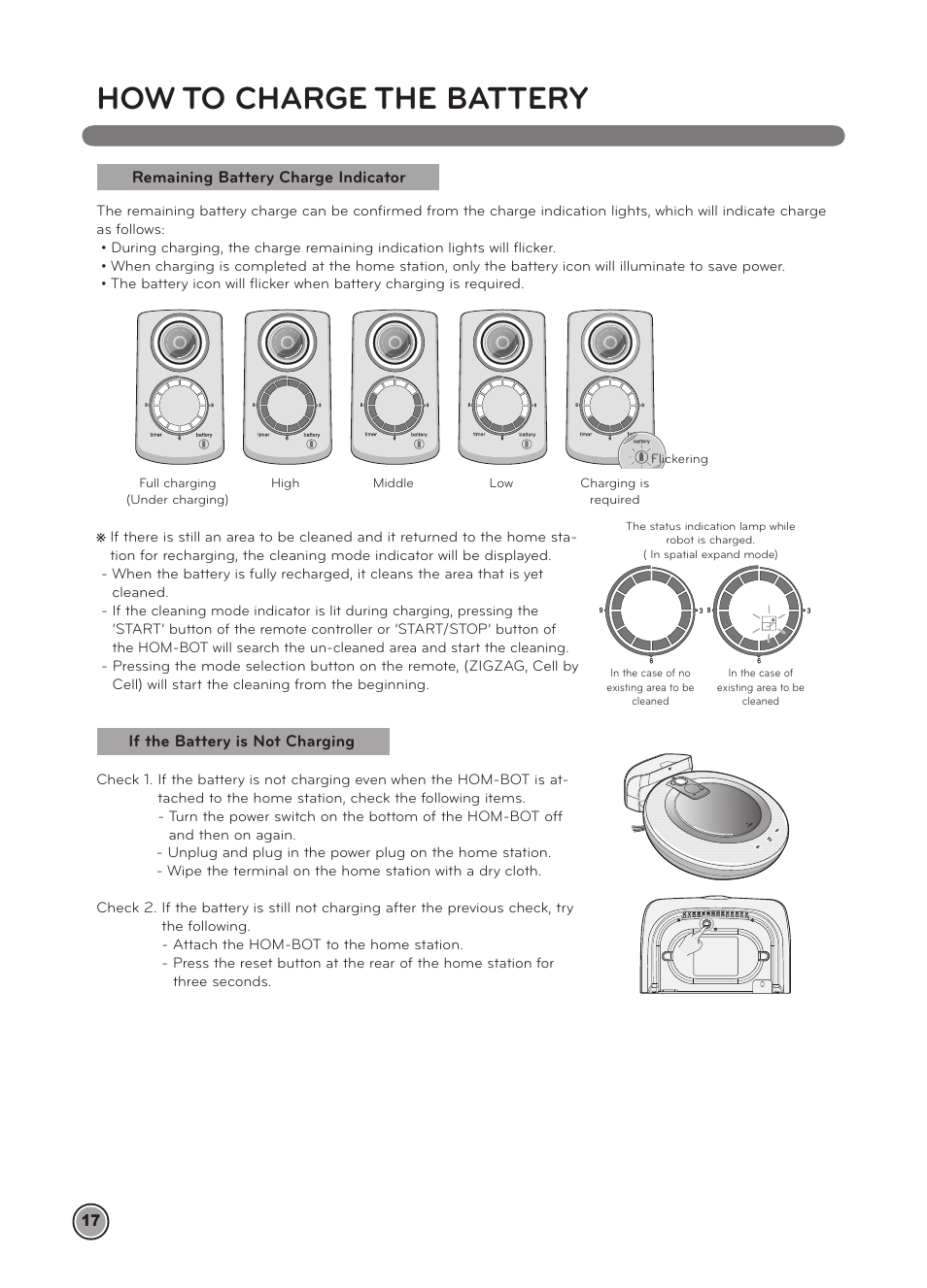 How to charge the battery | LG LRV5900 User Manual | Page 20 / 40