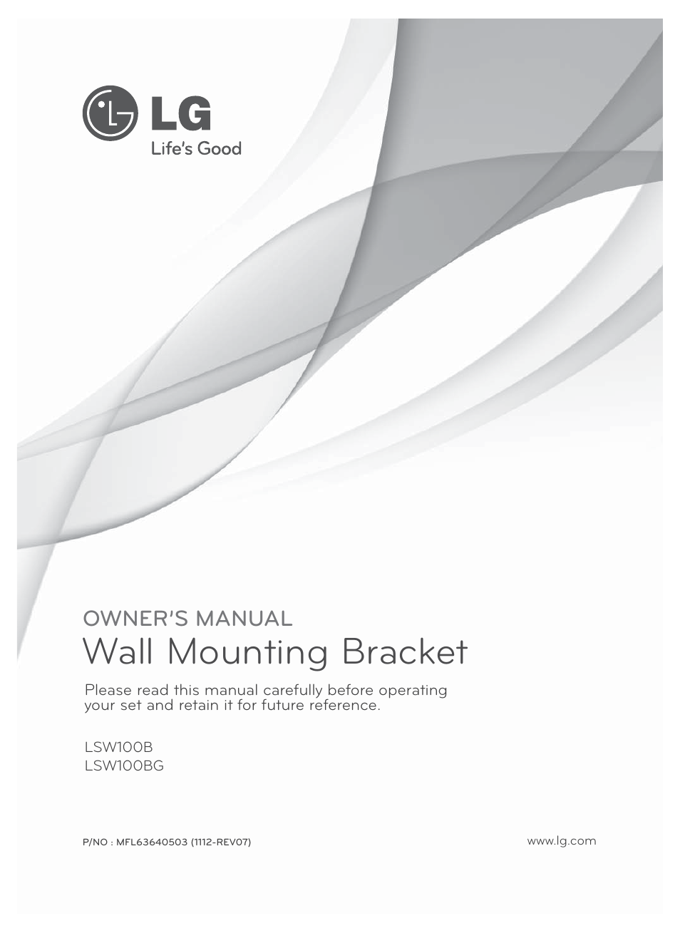 LG LSW100BG User Manual | 8 pages