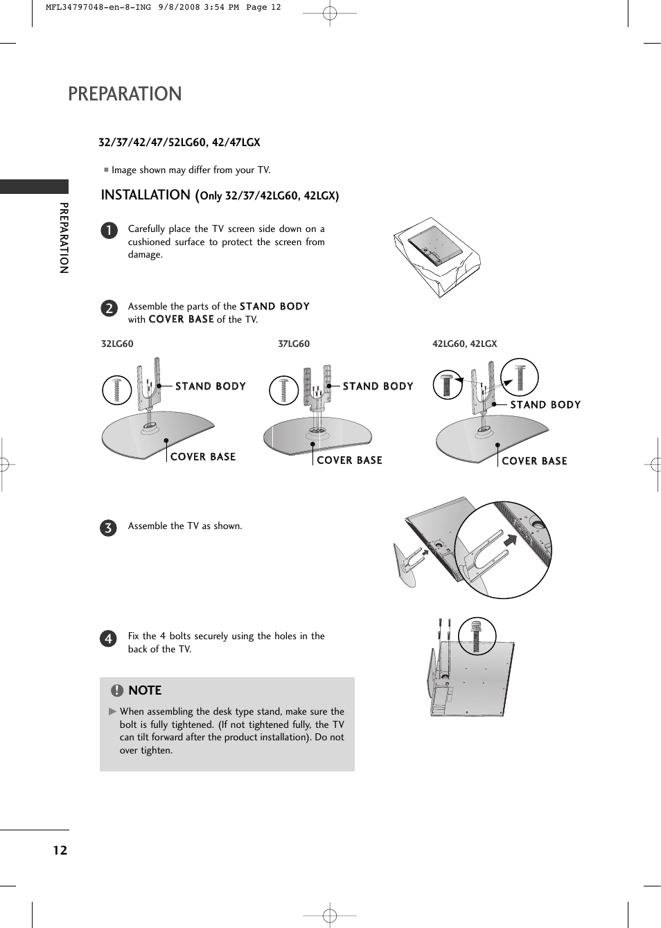 Preparation, Installation | LG 42PG60-UA User Manual | Page 14 / 42