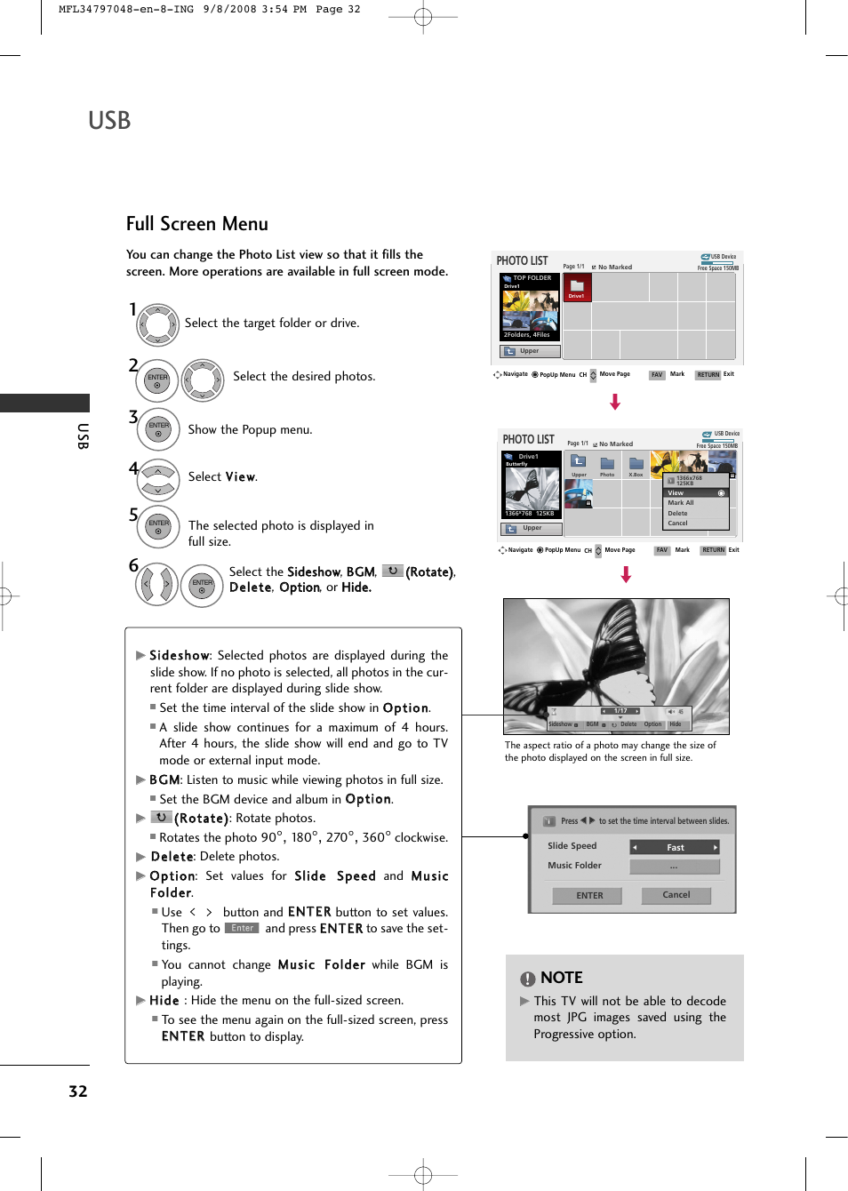 Full screen menu | LG 42PG60-UA User Manual | Page 34 / 42