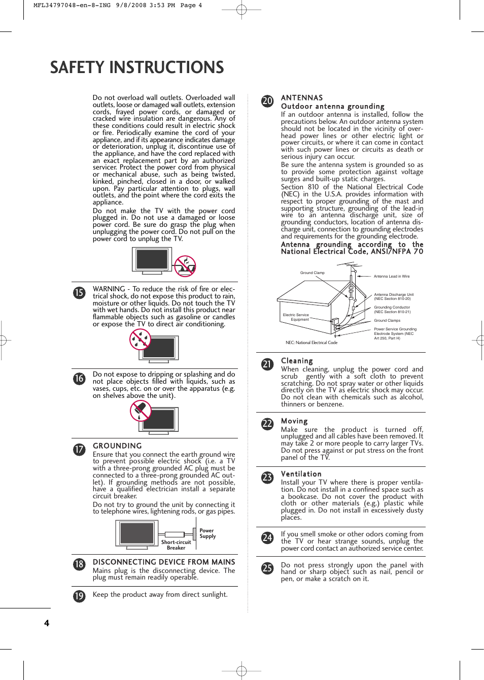 Safety instructions | LG 42PG60-UA User Manual | Page 6 / 42
