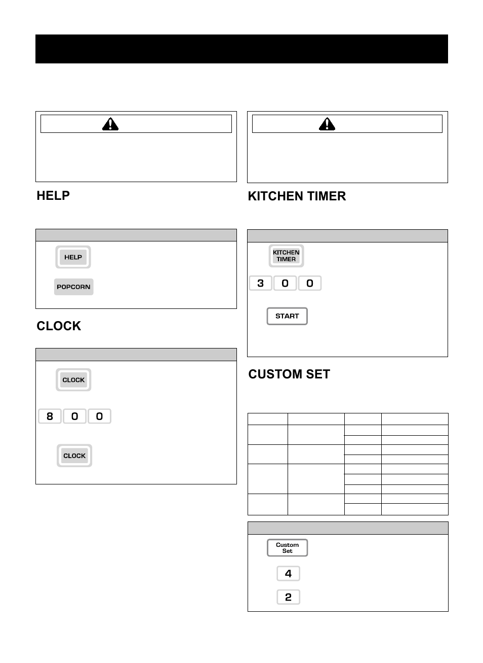 Operation, Learn about your microwave oven, Clock | Help, Kitchen timer, Custom set, Caution | LG LMV1925SBQ User Manual | Page 10 / 32