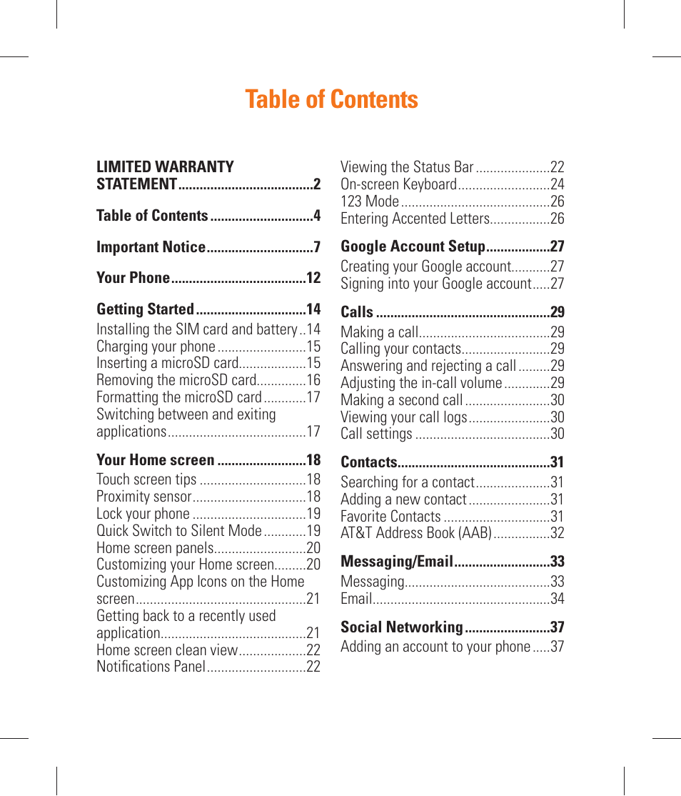 LG P870 User Manual | Page 4 / 110