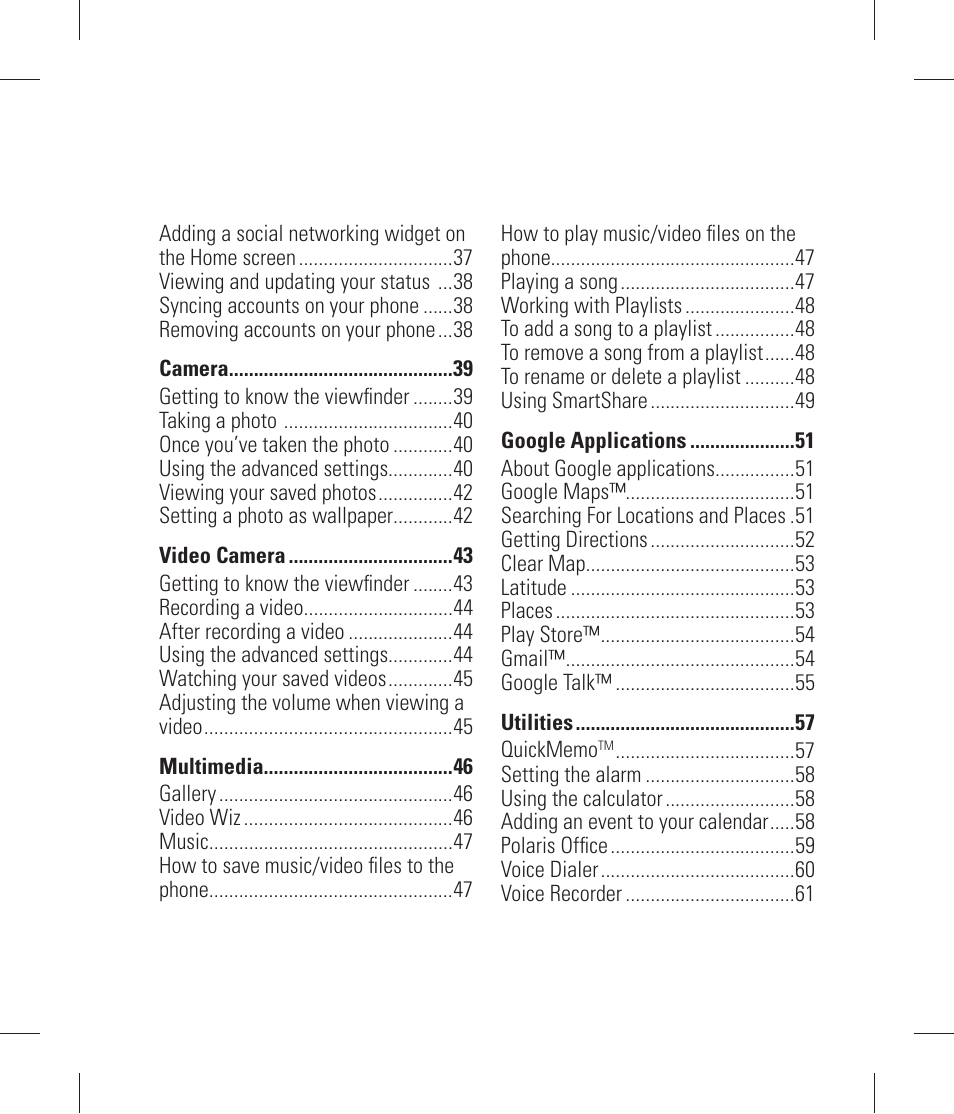 LG P870 User Manual | Page 5 / 110