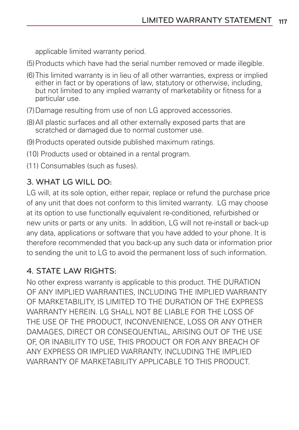 LG MS659 User Manual | Page 119 / 121