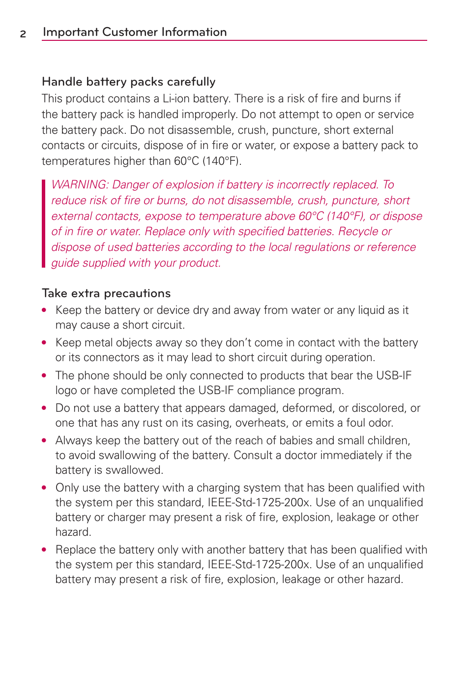 Take extra precautions | LG MS659 User Manual | Page 4 / 121
