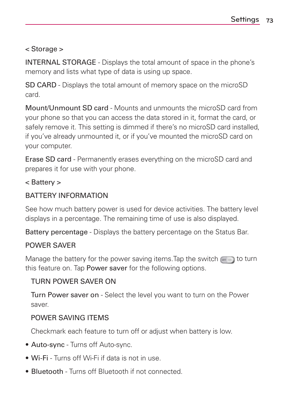 LG MS659 User Manual | Page 75 / 121
