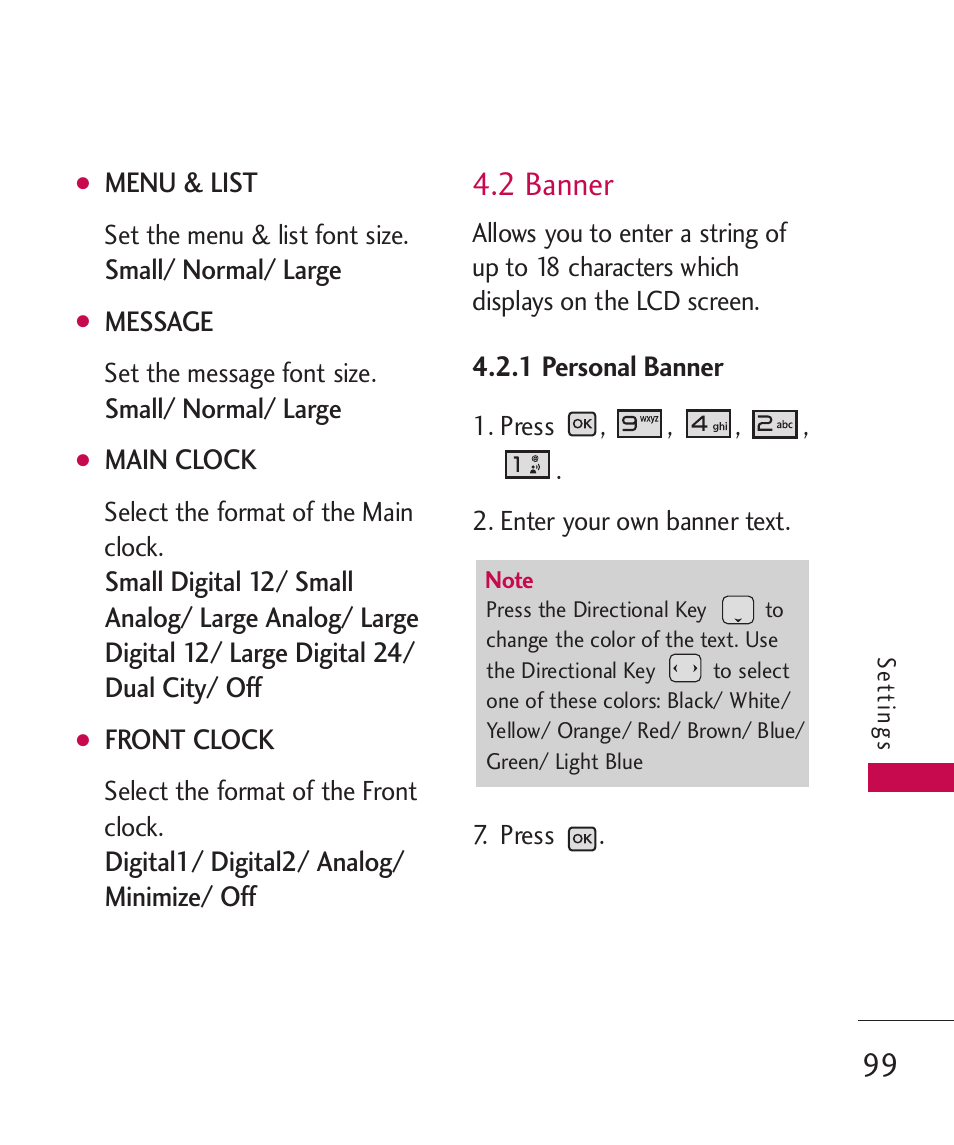 2 banner, 1 personal banner | LG LGAX8370 User Manual | Page 101 / 338