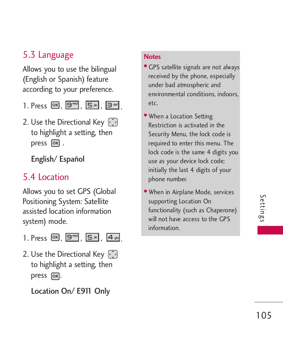 3 language, 4 location | LG LGAX8370 User Manual | Page 107 / 338