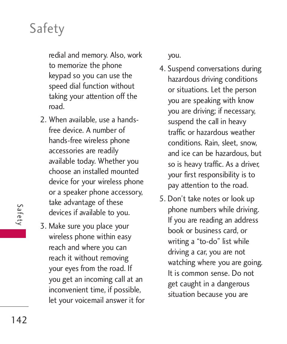 Safety | LG LGAX8370 User Manual | Page 144 / 338