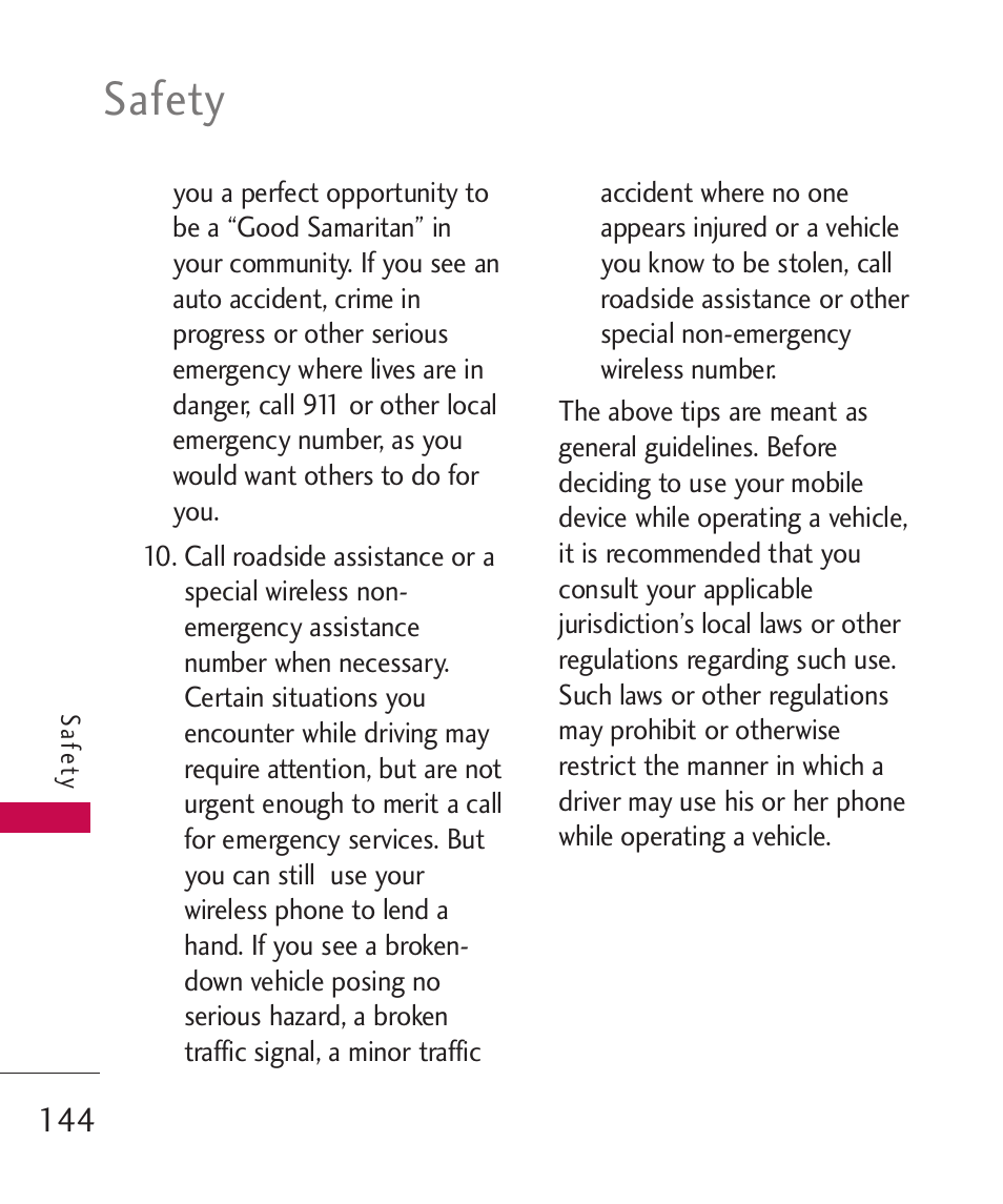 Safety | LG LGAX8370 User Manual | Page 146 / 338