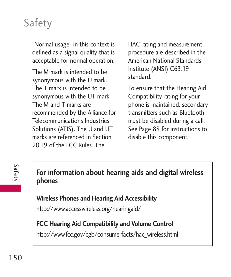 Safety | LG LGAX8370 User Manual | Page 152 / 338