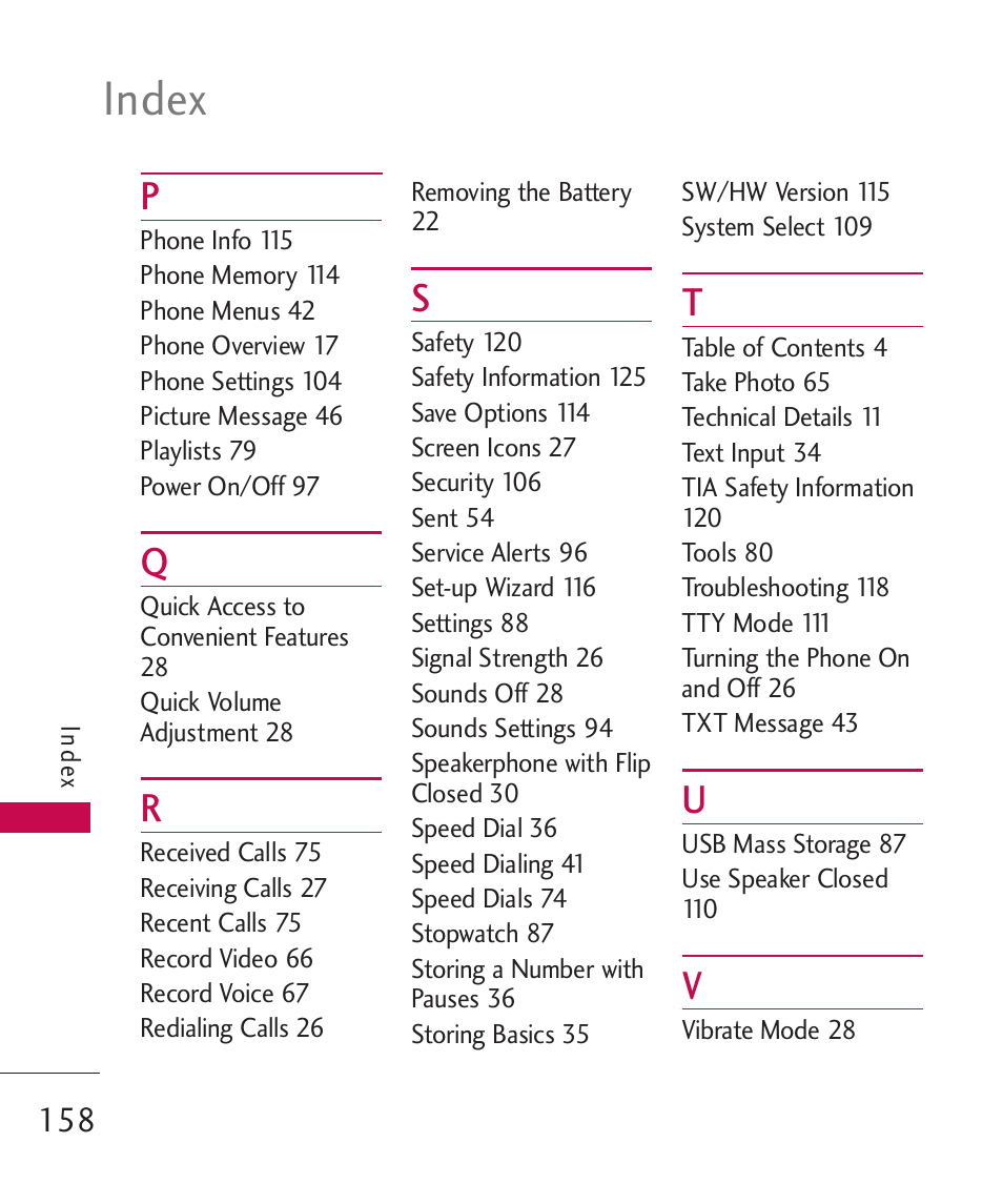 Index | LG LGAX8370 User Manual | Page 160 / 338