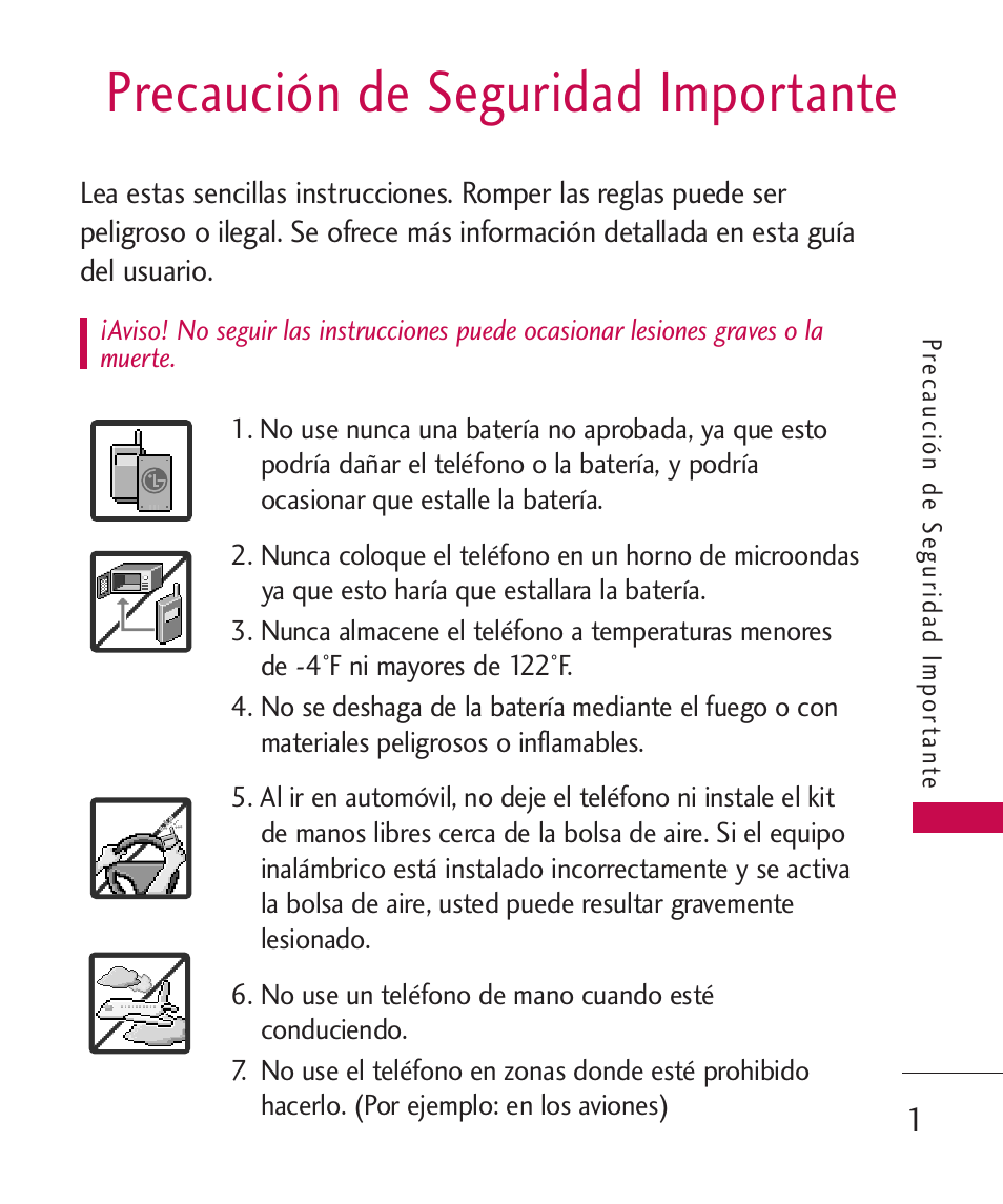 Precaución de seguridad impo, Precaución de seguridad importante | LG LGAX8370 User Manual | Page 162 / 338