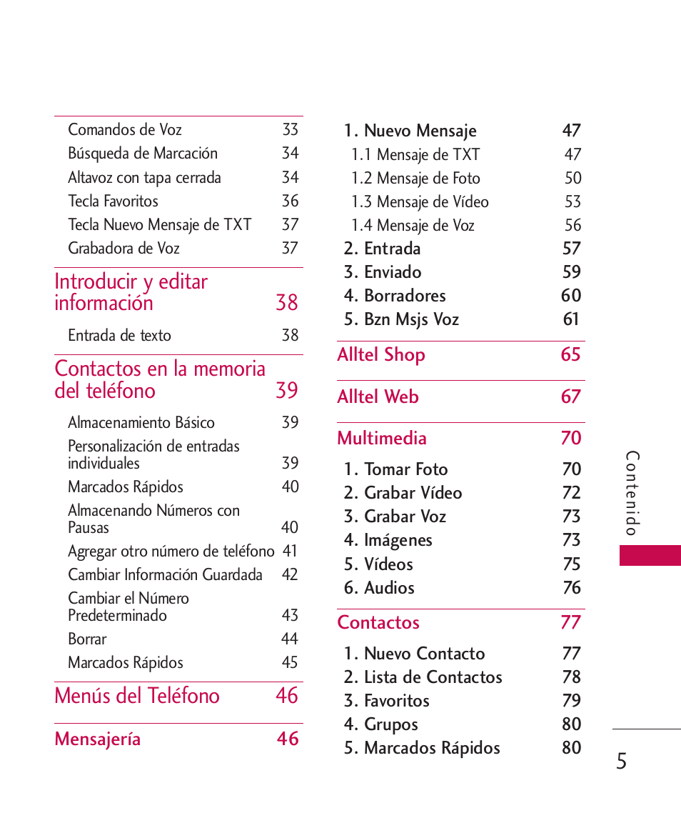 Introducir y editar información 38, Menús del teléfono 46 | LG LGAX8370 User Manual | Page 166 / 338