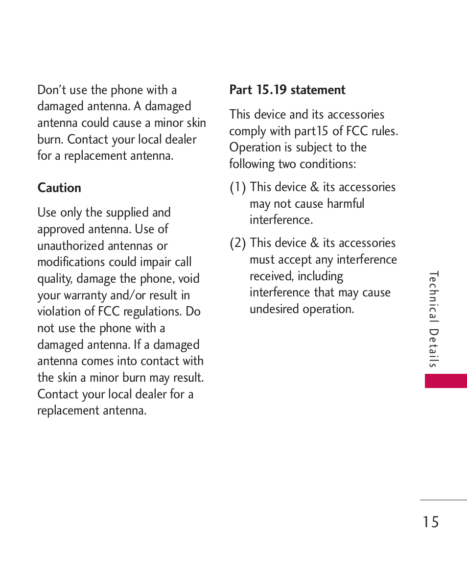 Caution, Part 15.19 statement | LG LGAX8370 User Manual | Page 17 / 338