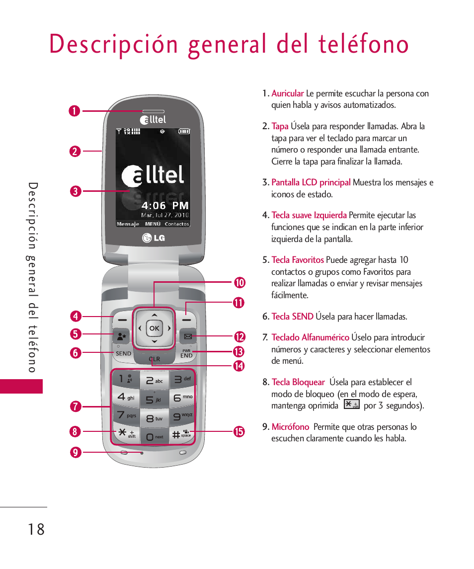 Descripción general del telé, Descripción general del, Teléfono | Descripción general del teléfono, De scr ipc ión ge ne ral de lte léf on o | LG LGAX8370 User Manual | Page 179 / 338