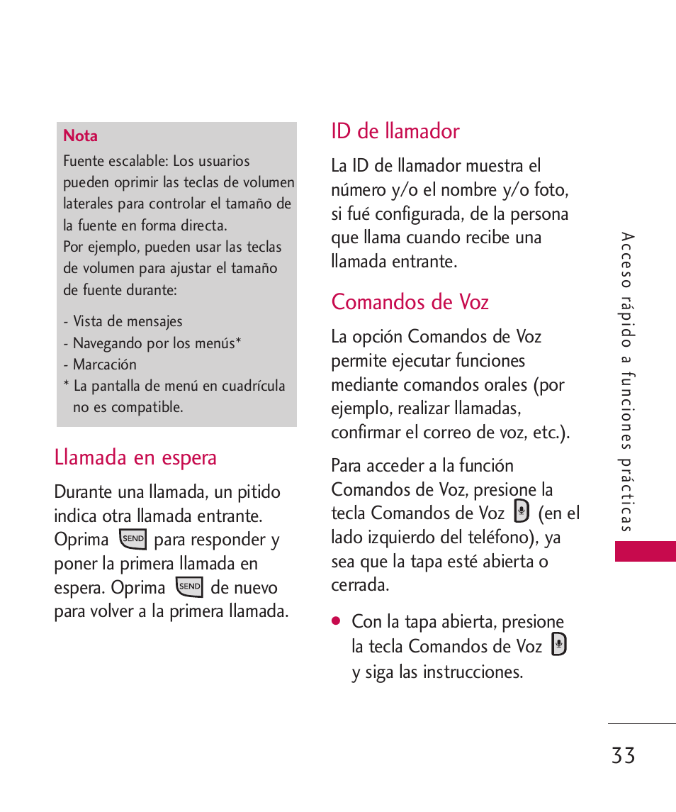 Llamada en espera, Id de llamador, Comandos de voz | LG LGAX8370 User Manual | Page 194 / 338