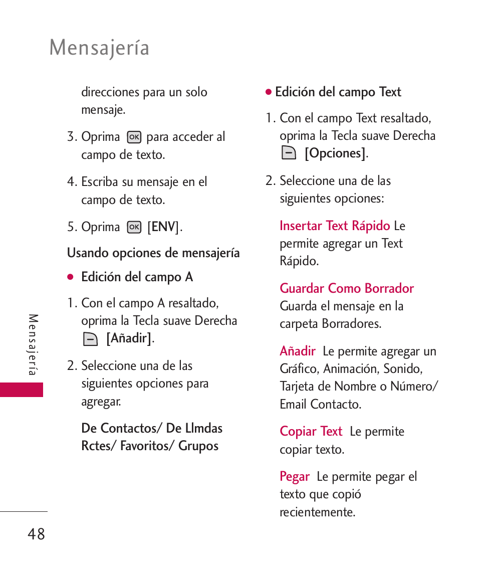 Mensajería | LG LGAX8370 User Manual | Page 209 / 338