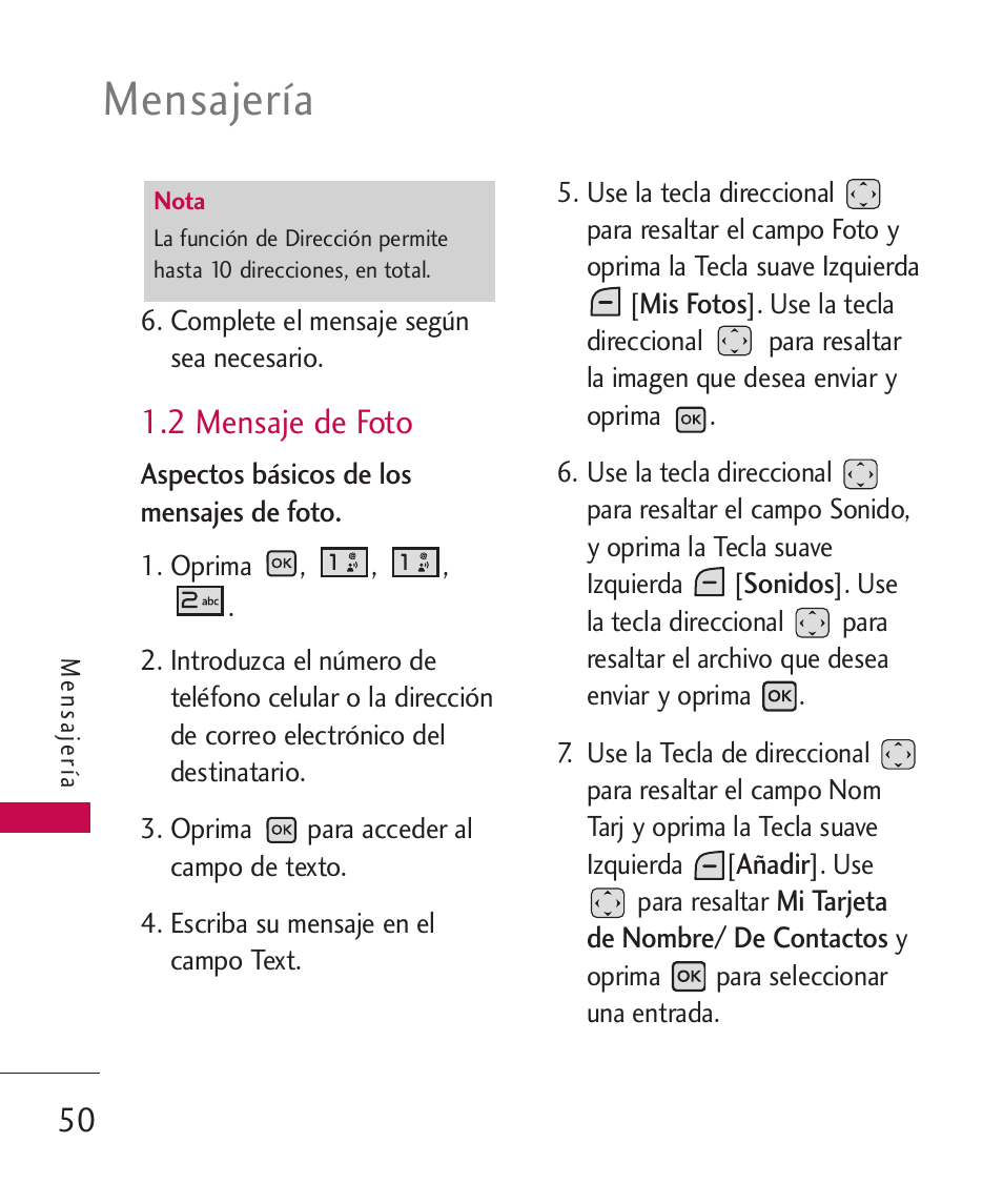 2 mensaje de foto, Mensajería | LG LGAX8370 User Manual | Page 211 / 338