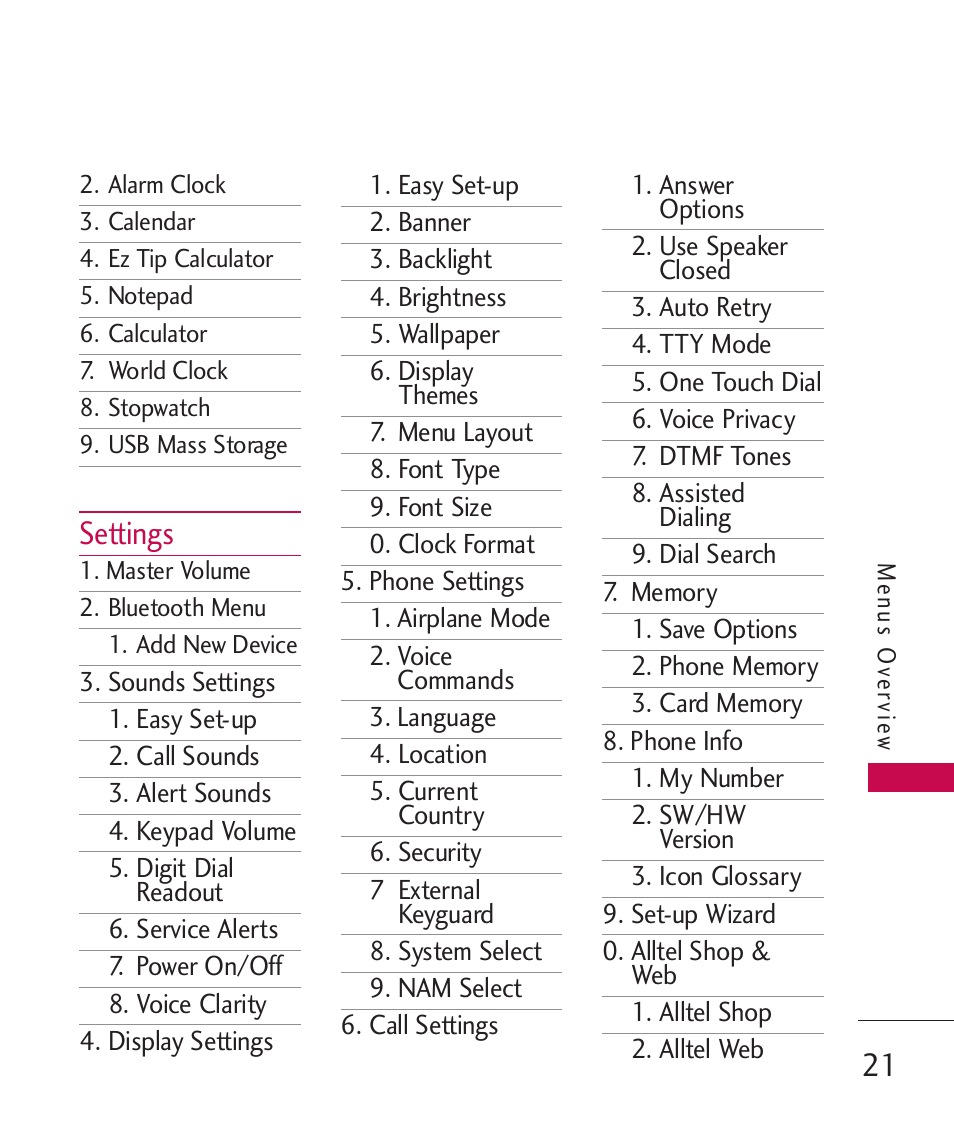 Settings | LG LGAX8370 User Manual | Page 23 / 338