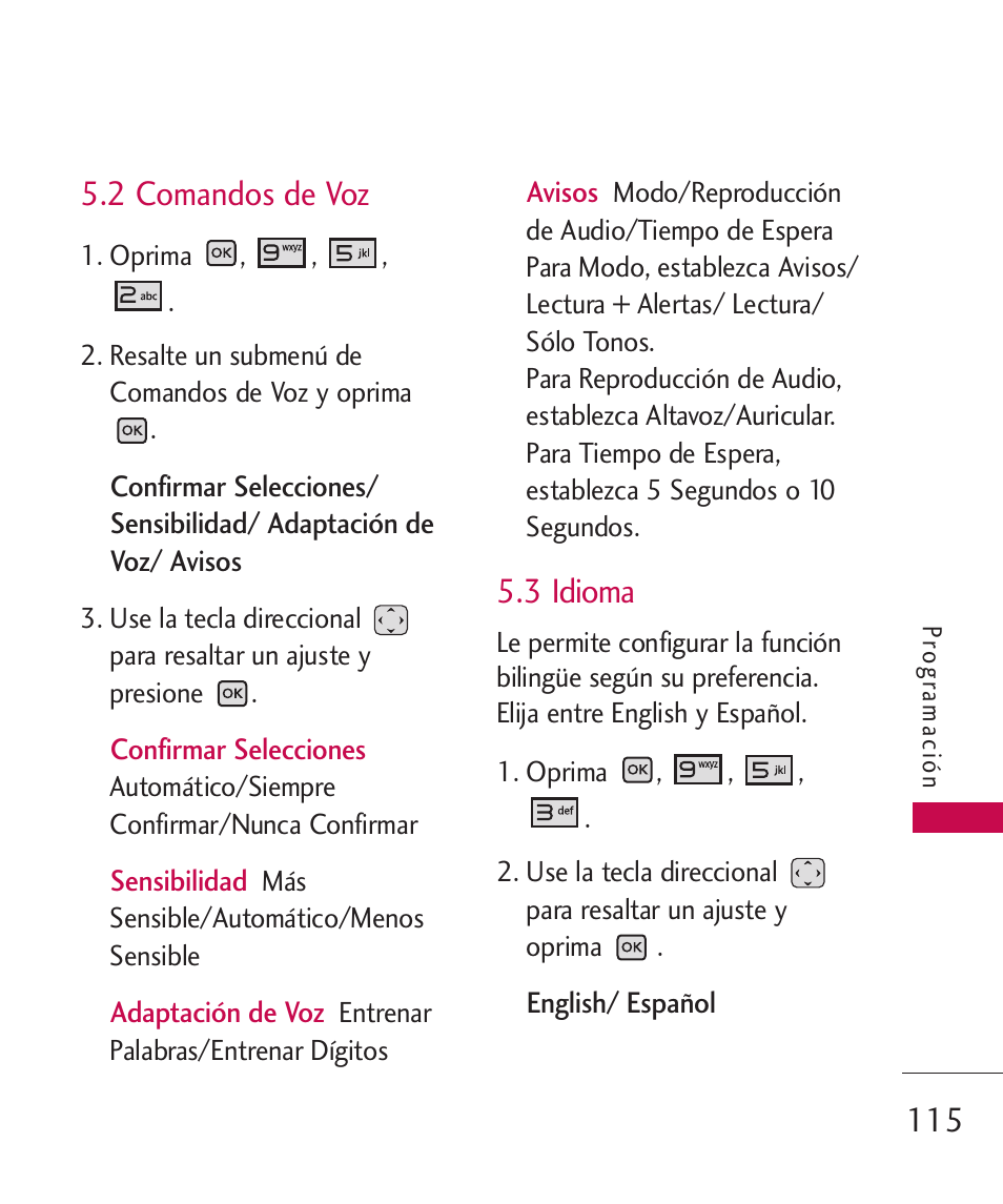 2 comandos de voz, 3 idioma | LG LGAX8370 User Manual | Page 276 / 338