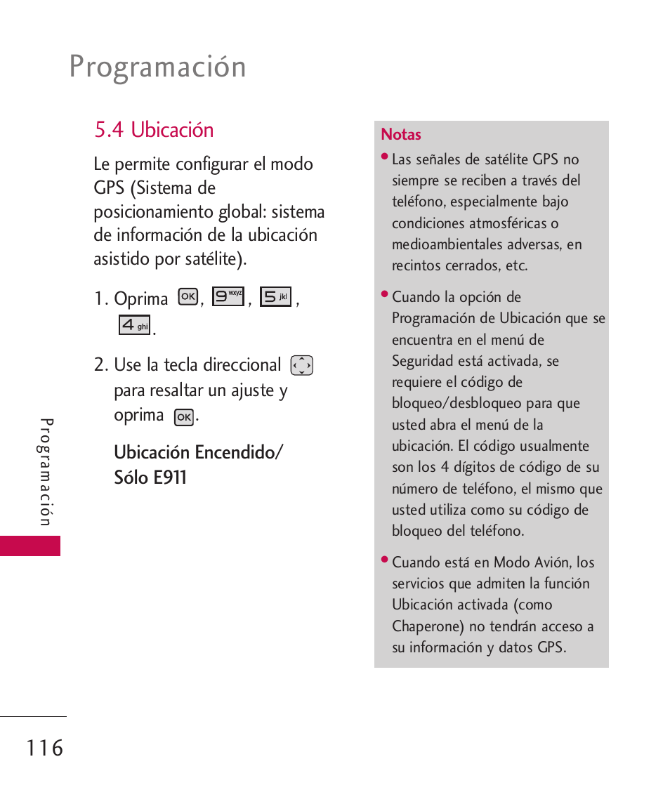 4 ubicación, Programación | LG LGAX8370 User Manual | Page 277 / 338