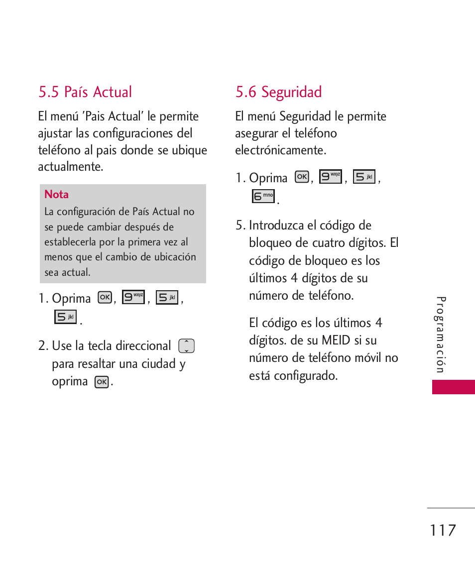 5 país actual, 6 seguridad | LG LGAX8370 User Manual | Page 278 / 338