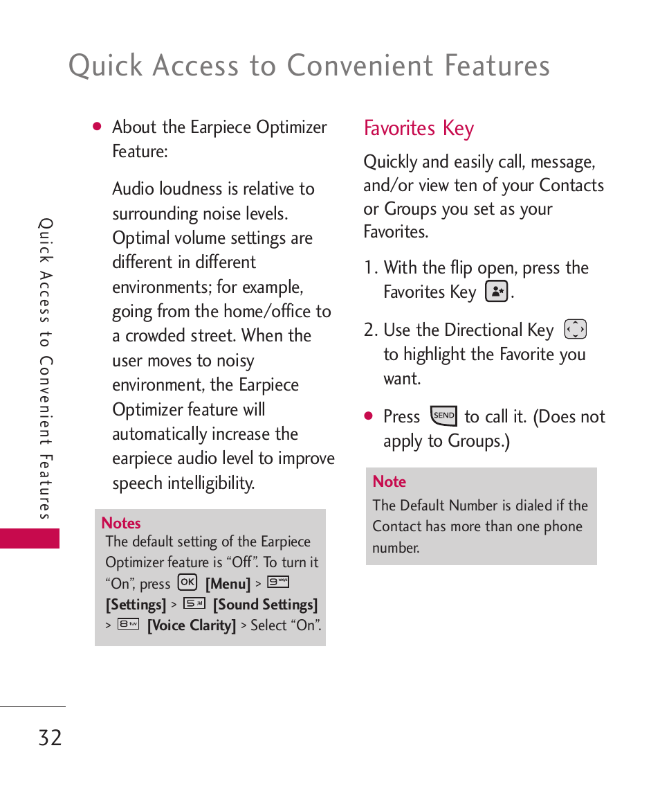 Favorites key, Quick access to convenient features | LG LGAX8370 User Manual | Page 34 / 338