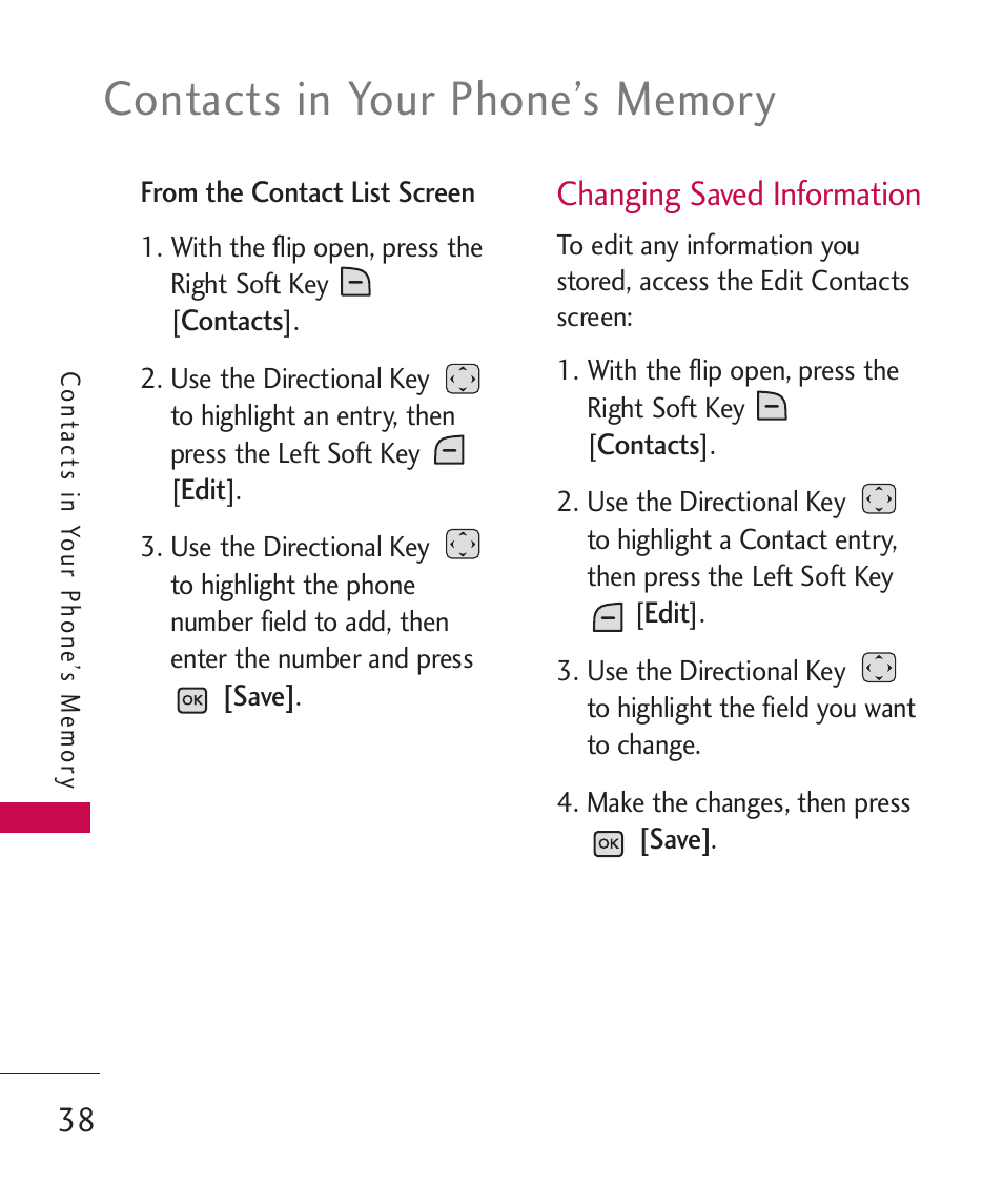 Changing saved information | LG LGAX8370 User Manual | Page 40 / 338