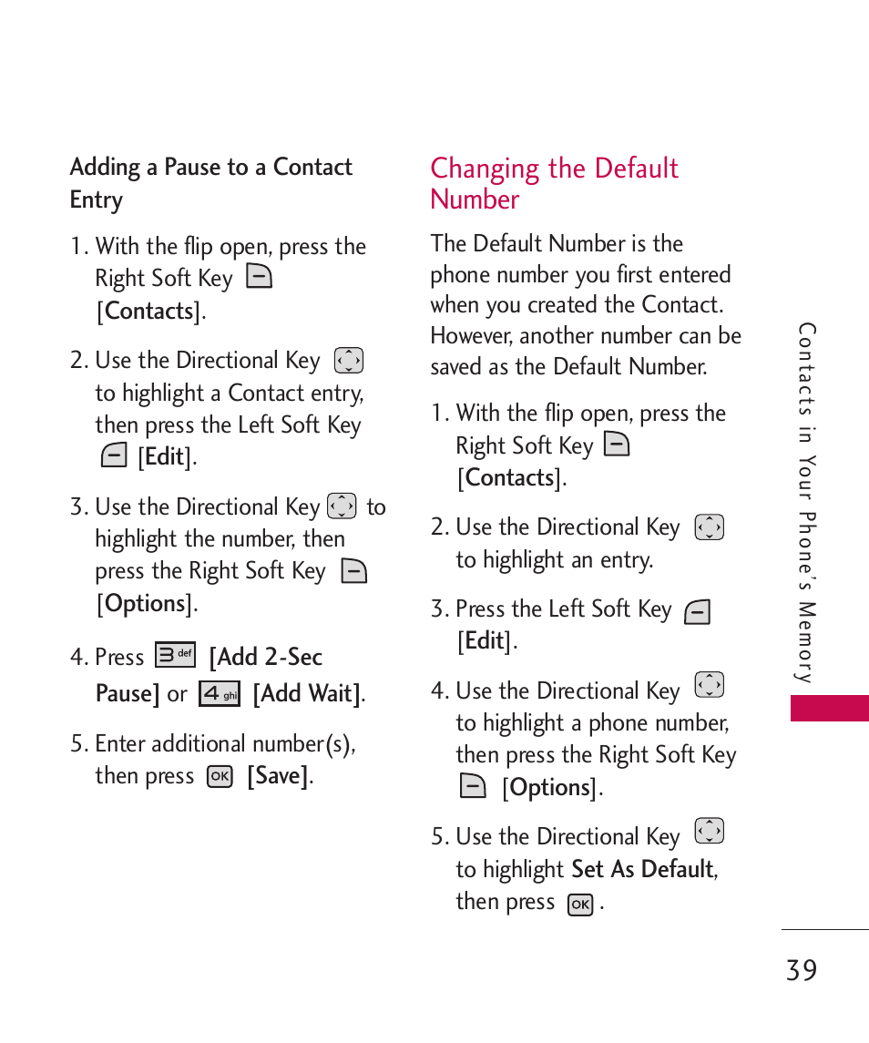 Changing the default number | LG LGAX8370 User Manual | Page 41 / 338