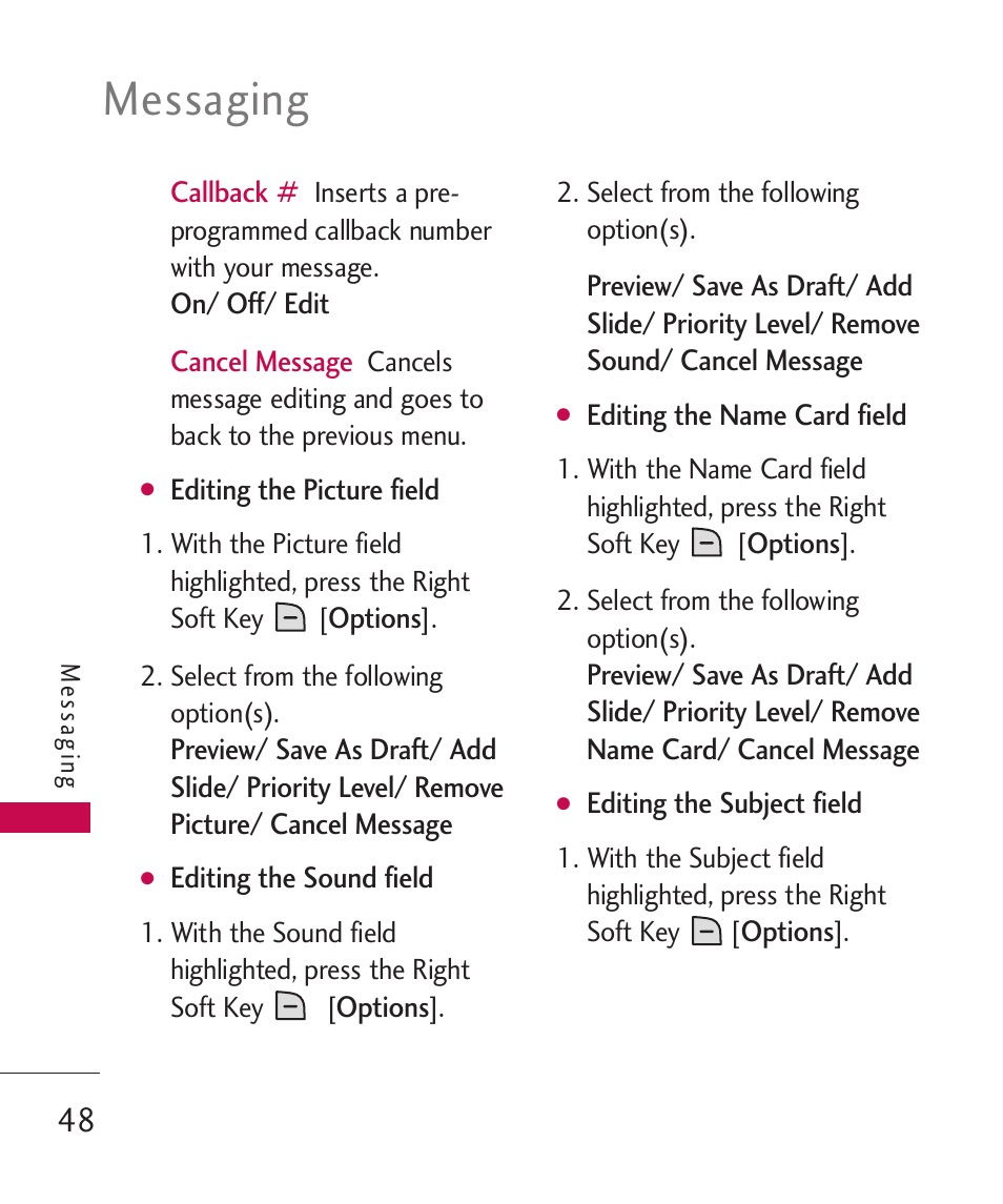 Messaging | LG LGAX8370 User Manual | Page 50 / 338