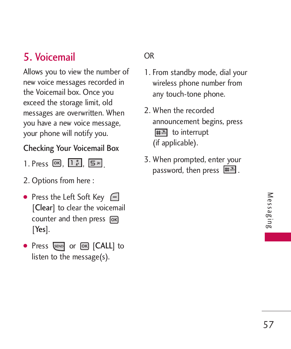 Voicemail | LG LGAX8370 User Manual | Page 59 / 338